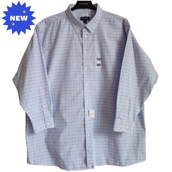 20 34/35 Shirt Blue White Burgundy Check Jos A Bank New Traditional Fit Mens Nwt - Picture 1 of 17